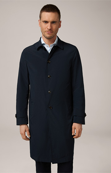 Nylon Travel Coat with Turn-down Collar in Navy