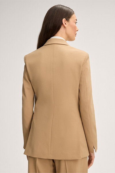 Wollmix-Doppelreiher-Blazer in Braun