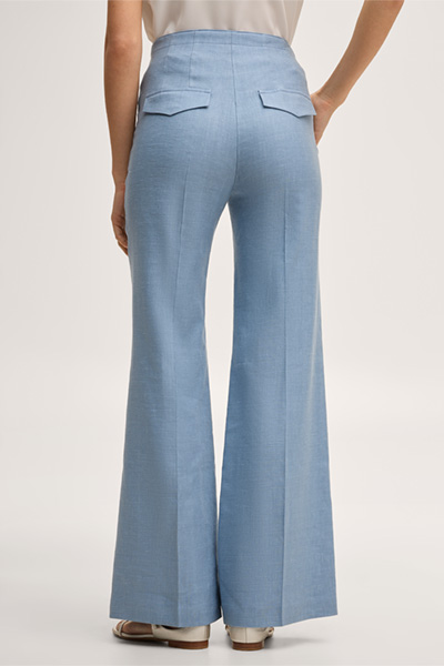 Leinenstretch-Marlene-Hose in Hellblau