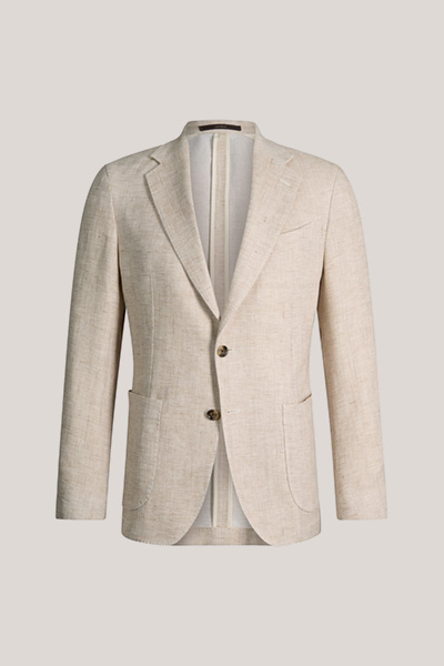 Giorno linen blend jacket with cotton in marl beige