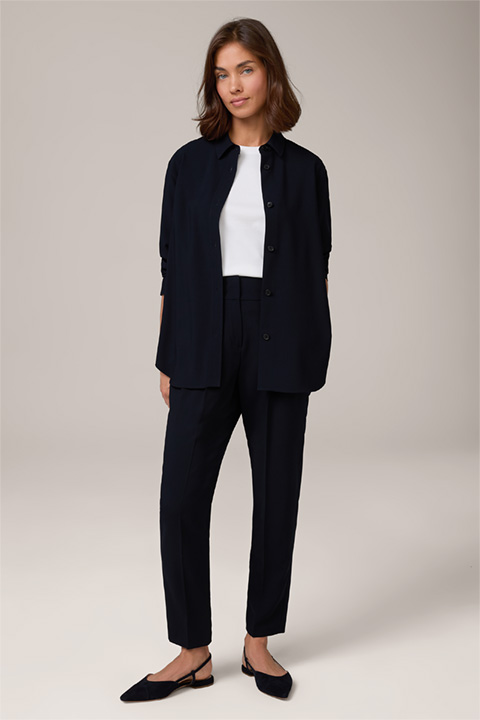 Shop the look: Virgin wool crepe combination in navy