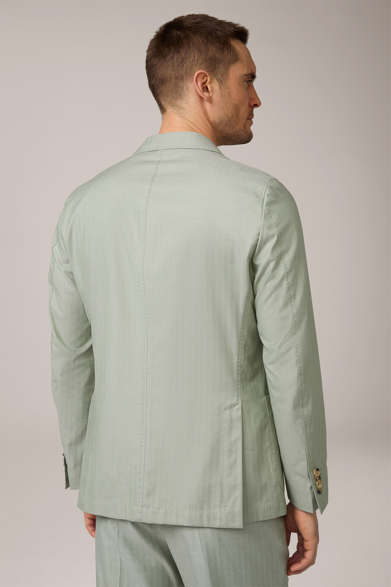 Veste de costume Gigo modulable en coton mélangé à de la soie, en vert clair à chevrons