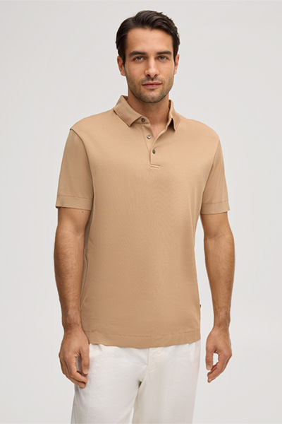 Baumwoll-Polo Floro in Camel