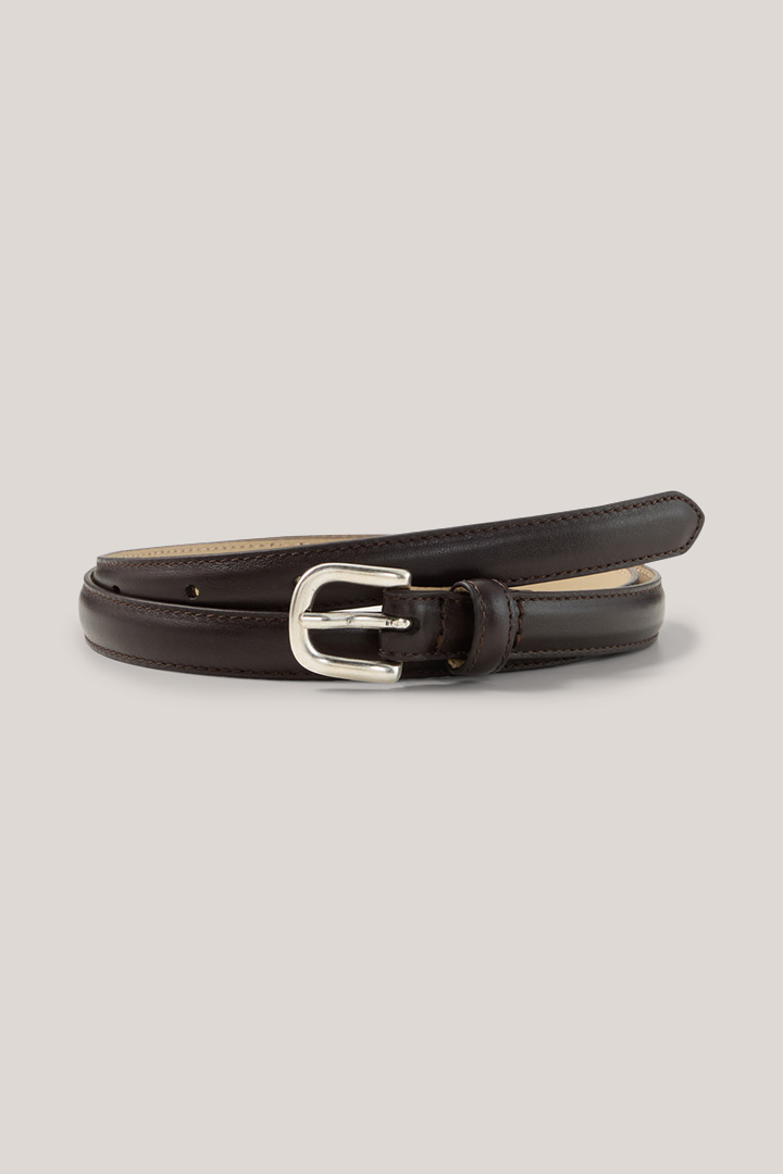 Leads to product detail page "Nappa leather belt with pocket in dark brown"