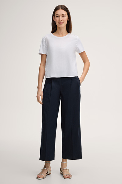 Baumwollstretch-Culotte-Hose in Navy
