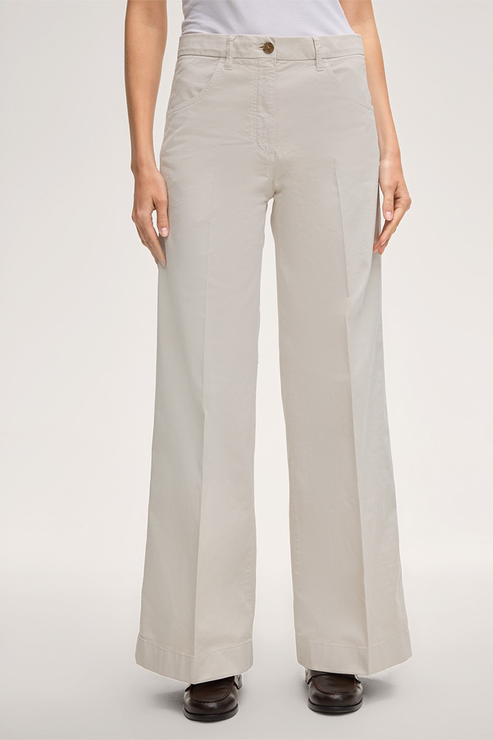 Leads to product detail page "Cotton Stretch Marlene Trousers in Ivory"