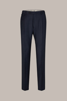 Silvi Modular Virgin Wool Trousers with Pleat-front in a Navy Pattern