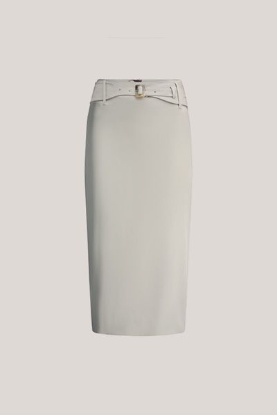 Double-Baumwollstretch-Bleistift-Rock in Greige