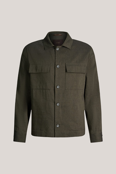 Survêtement modulable en lin mélangé et laine, couleur vert foncé