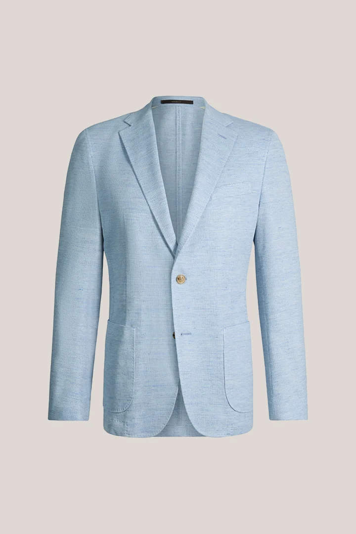 Leads to product detail page "Giro Linen Blend Jacket with Cotton in Light Blue Marl"