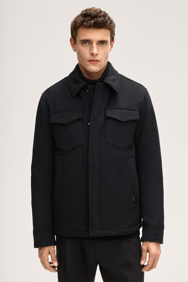 Leads to product detail page "Emilio Wool Blend Jacket with Cashmere in Black"