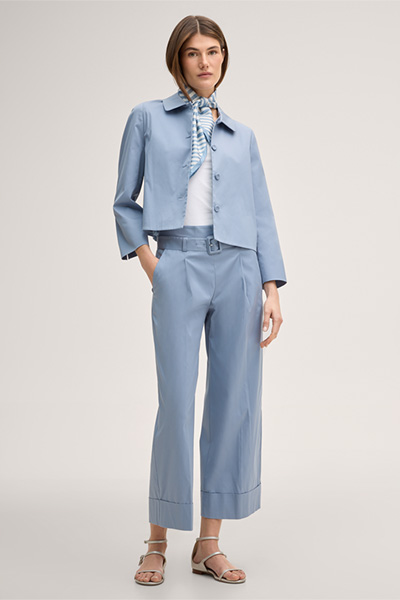 Cotton stretch blazer jacket with turn-down collar in light blue