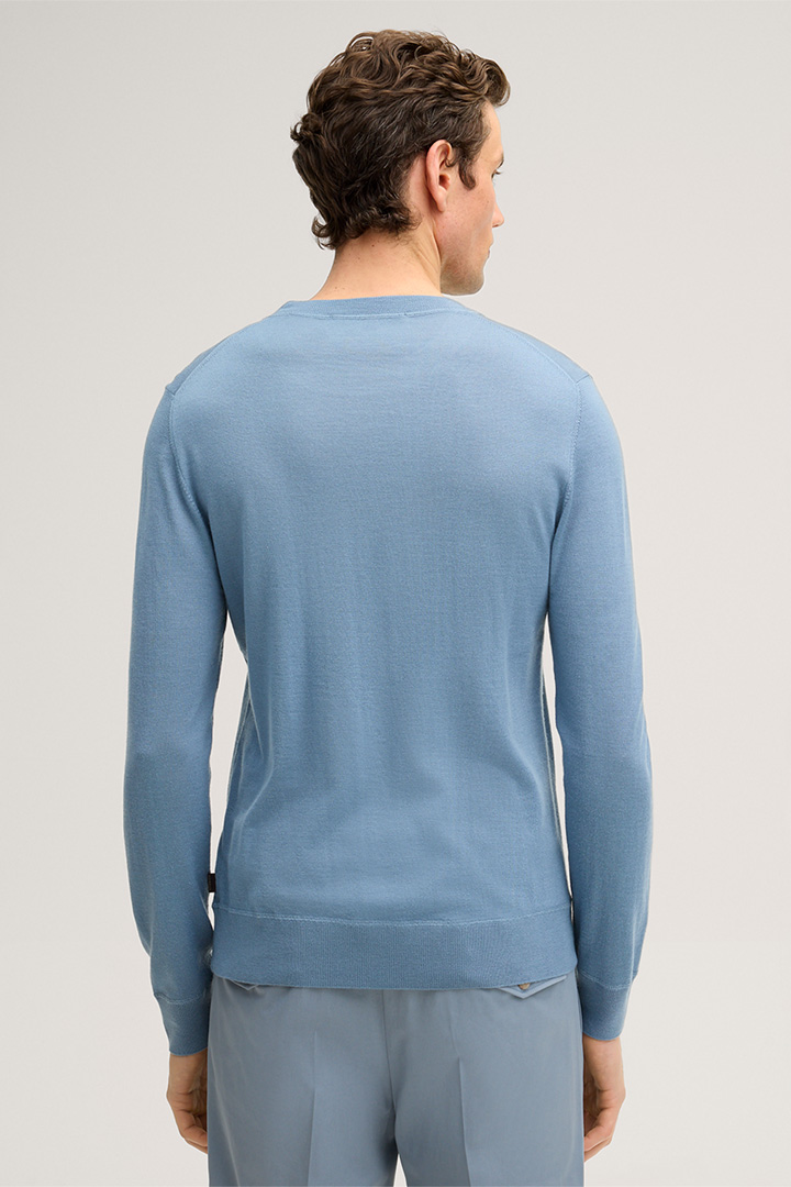 Nando Knitted Pullover with Cashmere and Silk in Light Blue