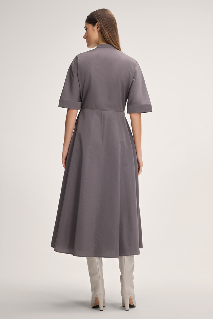 Midi-Length Triacetate Wrap Dress in Grey