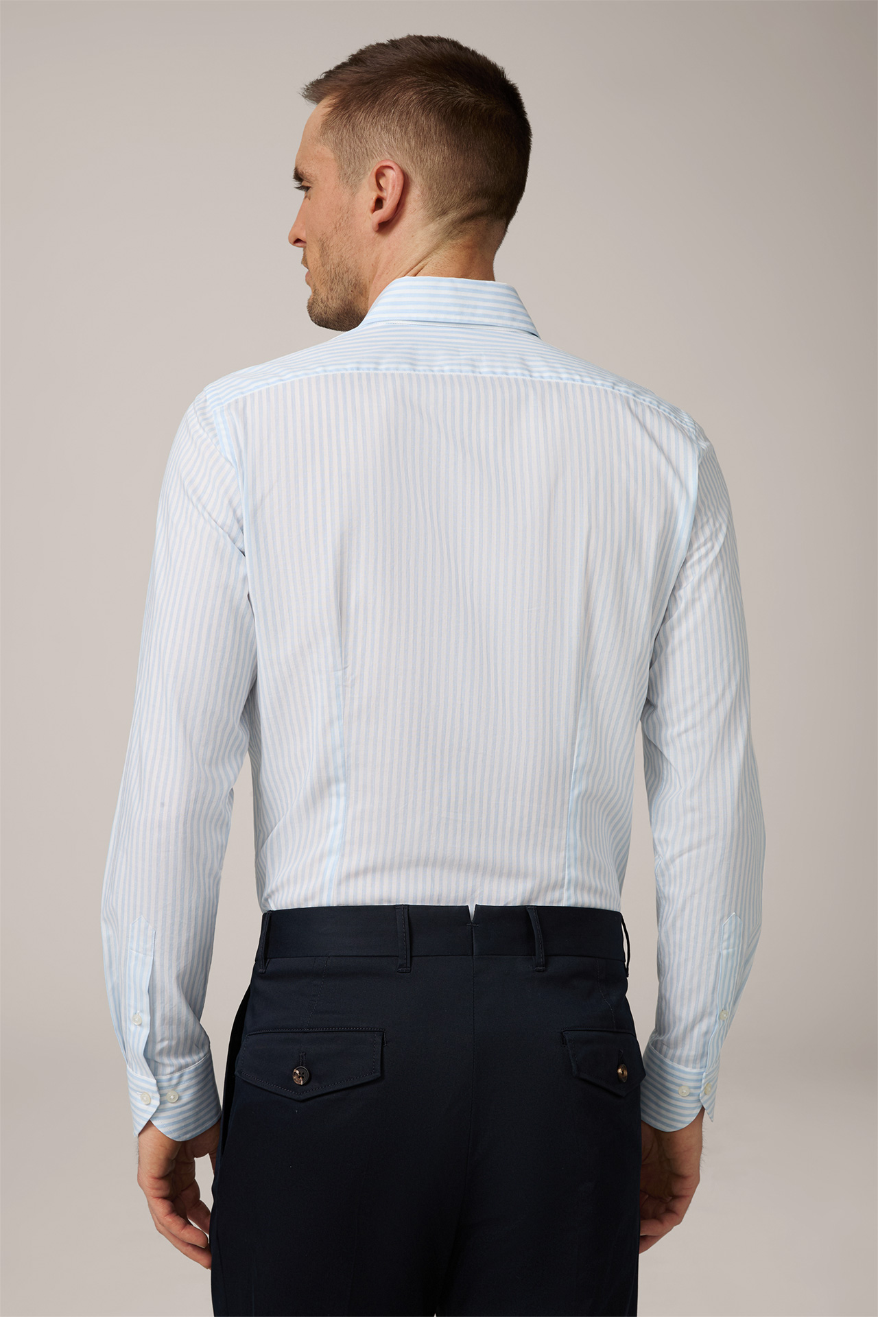 Baumwoll-Hemd Lano in Blau-Weiß gestreift