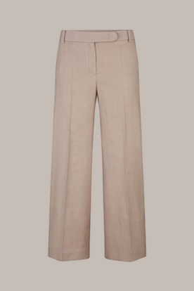 Pantalon Palazzo court en lin stretch, couleur taupe