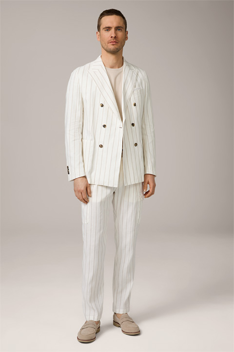Satino-Famo Modular Suit in Off-White with Stripes