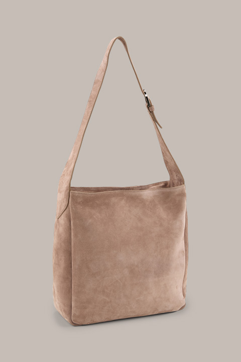 Führt zu Produktdetailseite „Hobo-Bag aus Veloursleder in Braun"