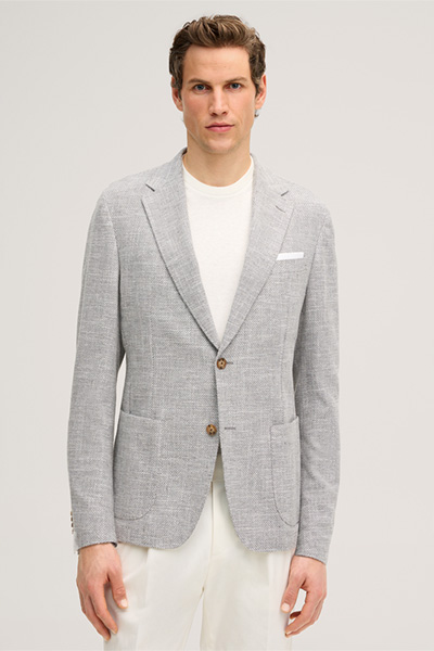 Giro cotton blend jacket with linen in marl grey