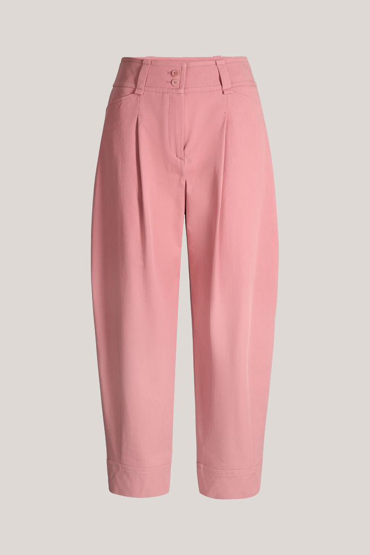 Führt zu Produktdetailseite „Baumwollstretch-Gabardine-Ballon-Hose mit Bundfalte in Rosa"