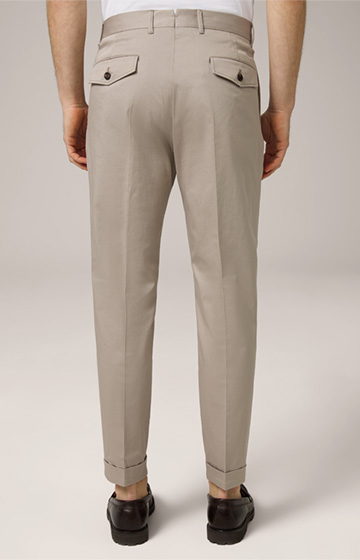 Sapo Cotton Chinos with Pleat-front in Grey-Beige