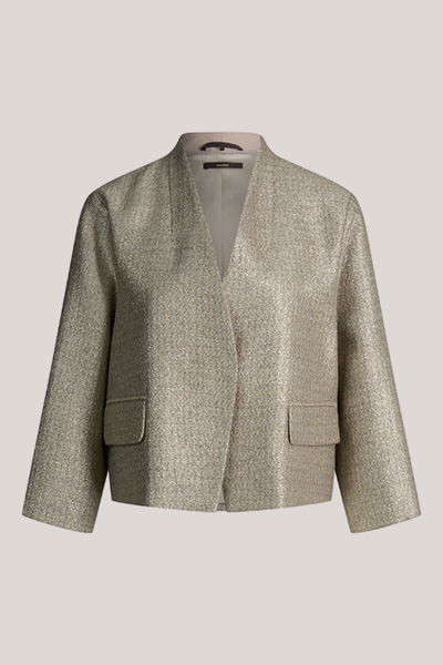 Cotton blend blazer cardigan with shawl collar in gold