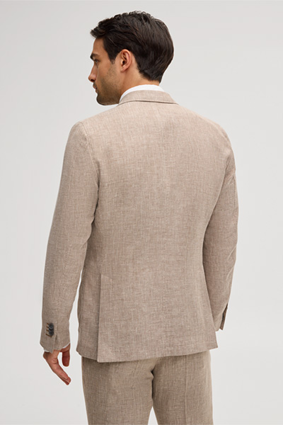 Veste modulable Giorno en mélange de lin, de laine et de soie, chinée brun clair