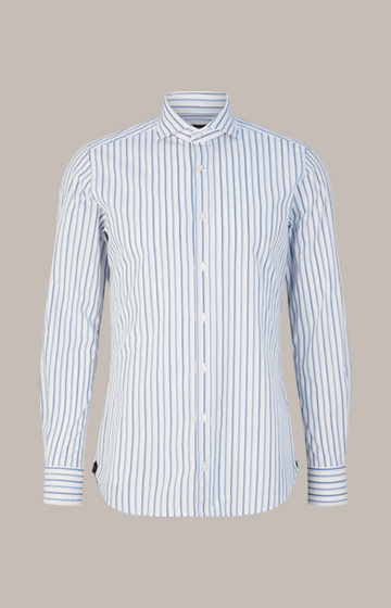 Baumwoll-Hemd Lano in Weiß-Blau gestreift