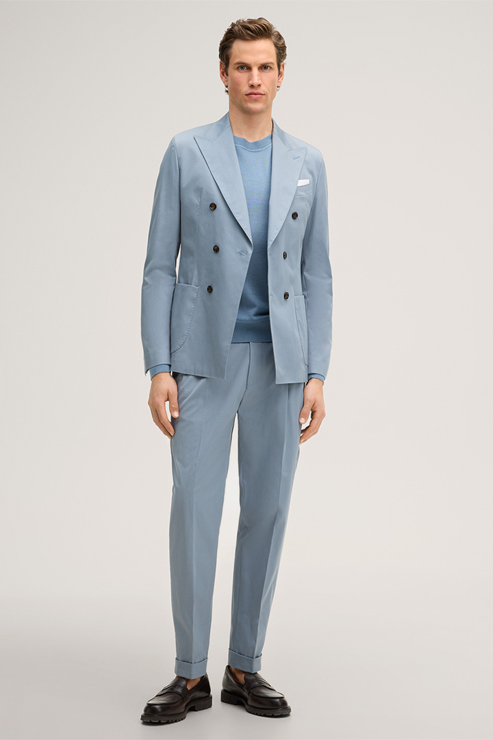 Nando Knitted Pullover with Cashmere and Silk in Light Blue