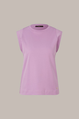 Cotton Interlock Shirt with Cap Sleeves in Lilac