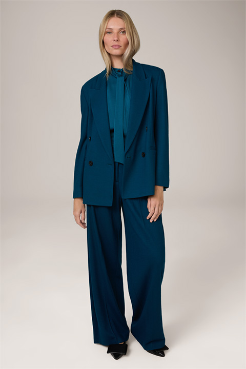 Shop the look: Tailleur-pantalon en jersey de laine bleu pétrole