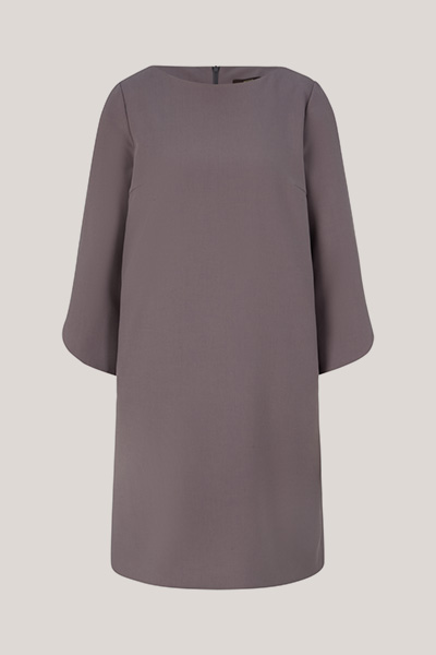 Crêpe-Eggshape-Kleid mit U-Boot Kragen in Grau
