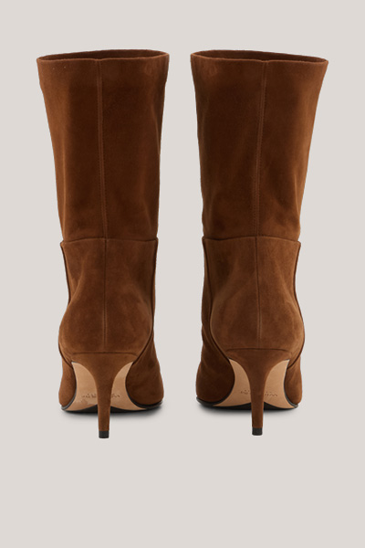 Stiefel aus Veloursleder in Cognac by Unützer