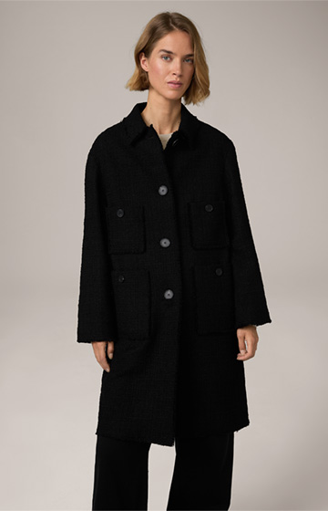 Manteau en tweed, en noir