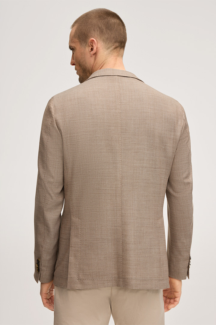 Giorno Virgin Wool Blend Jacket with Linen in Beige