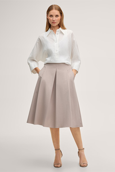 Baumwollstretch-Gabardine-Rock in Taupe