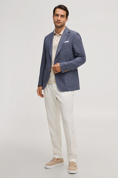 Giro linen blend jacket in navy