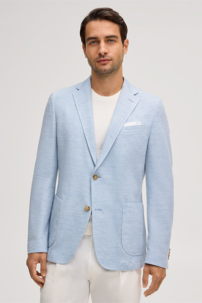 Giro Linen Blend Jacket with Cotton in Light Blue Marl