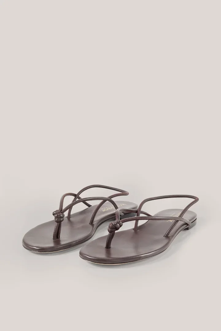 Brown lamb nappa leather sandals