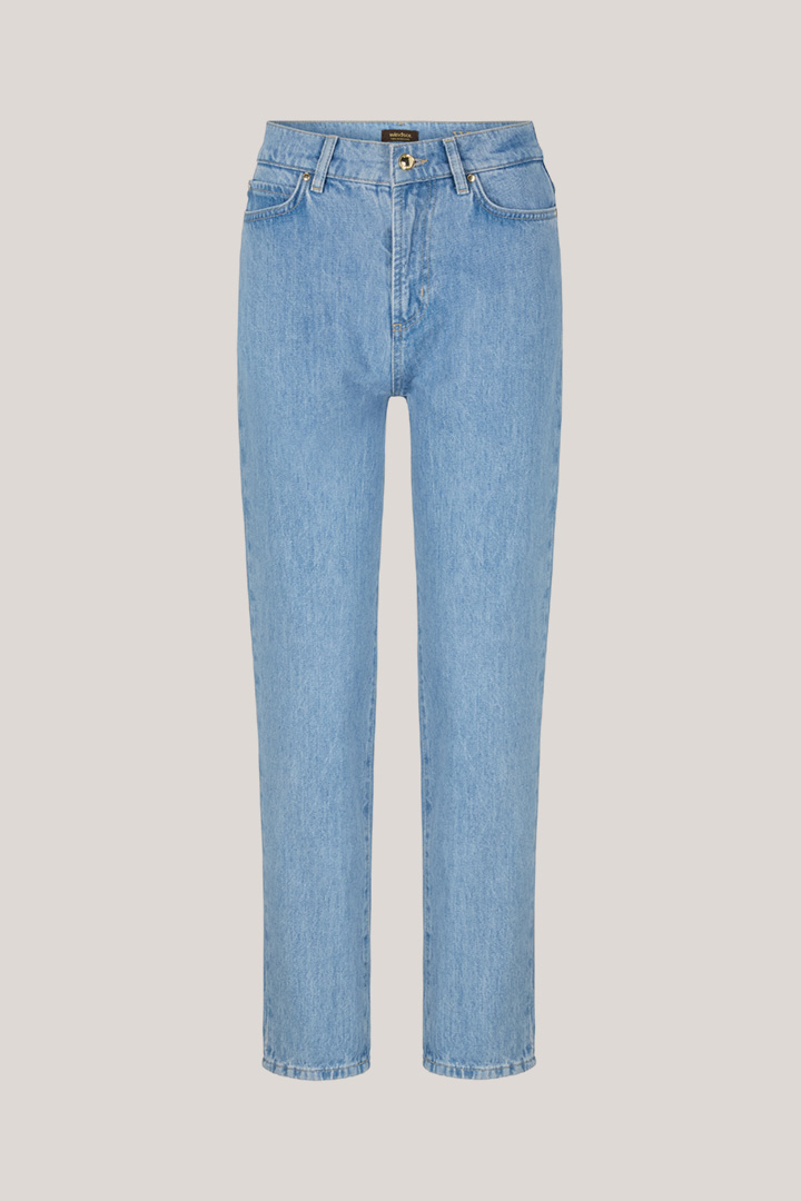 Five-Pocket Mom Jeans in Light Denim Blue