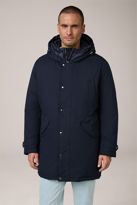 Artide Hooded Nylon Parka in Navy