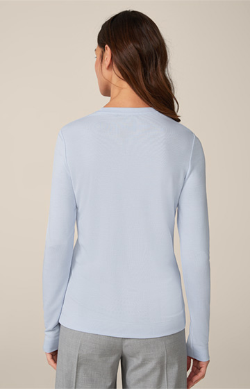 Long-sleeved Jersey Tencel T-Shirt in Light Blue