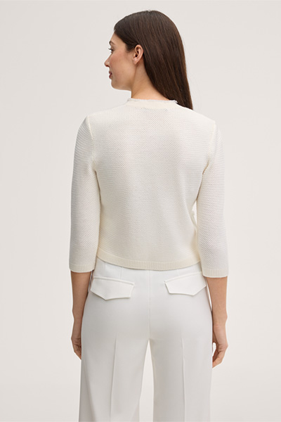 Merino-Strick-Cardigan in Ecru