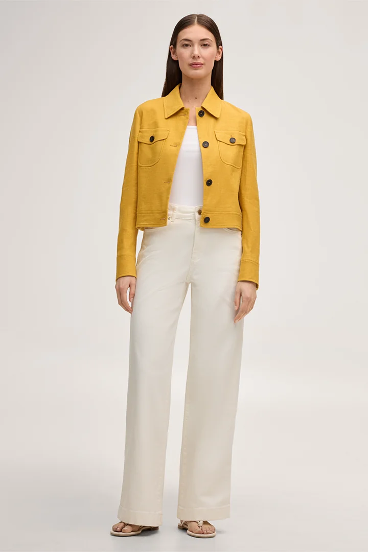 Führt zu Produktdetailseite „Leinenstretch-Blazer-Jacke in Gelb"