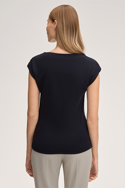 T-shirt en interlock double face, en bleu marine