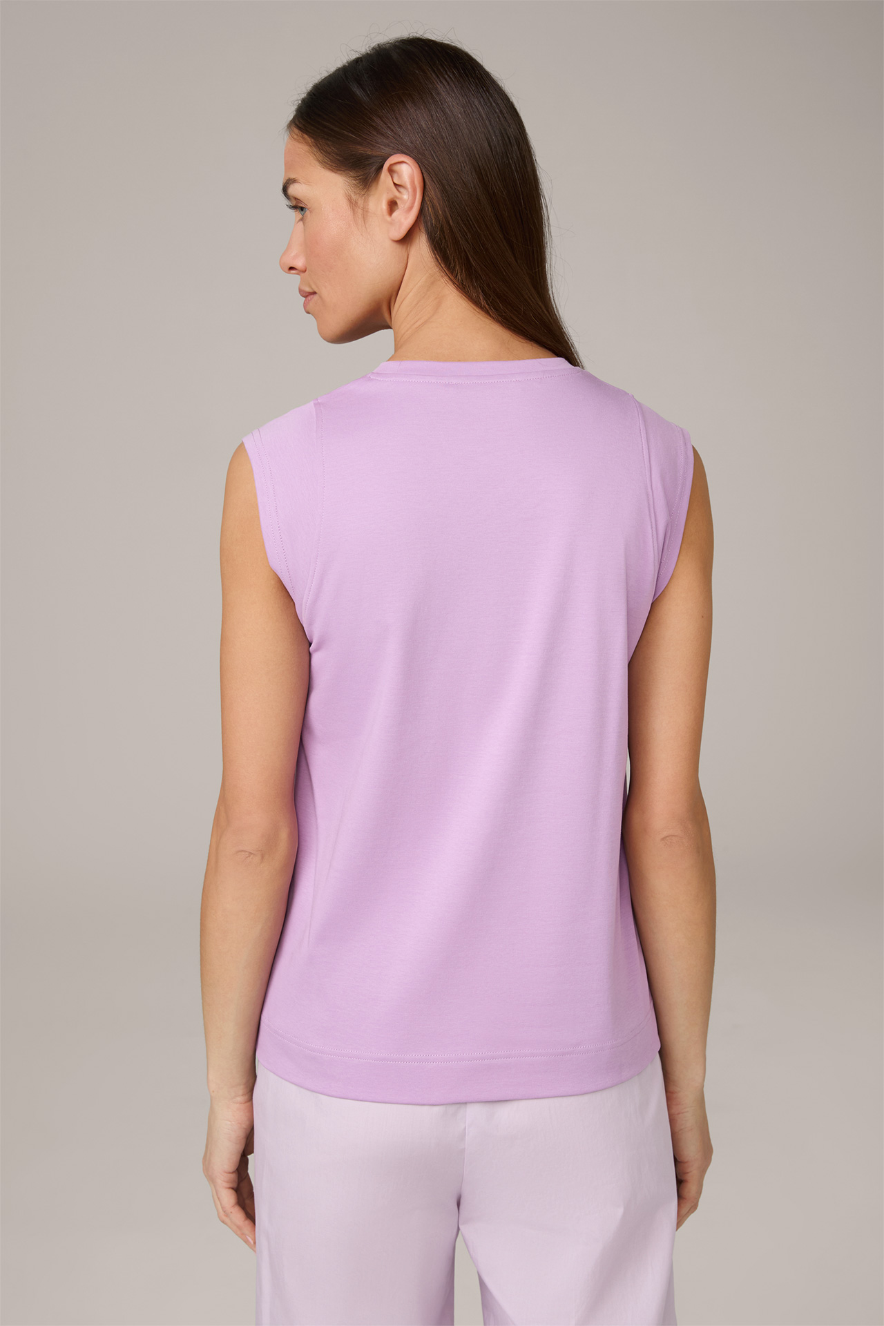 T-shirt en coton interlock à mancherons, en lilas
