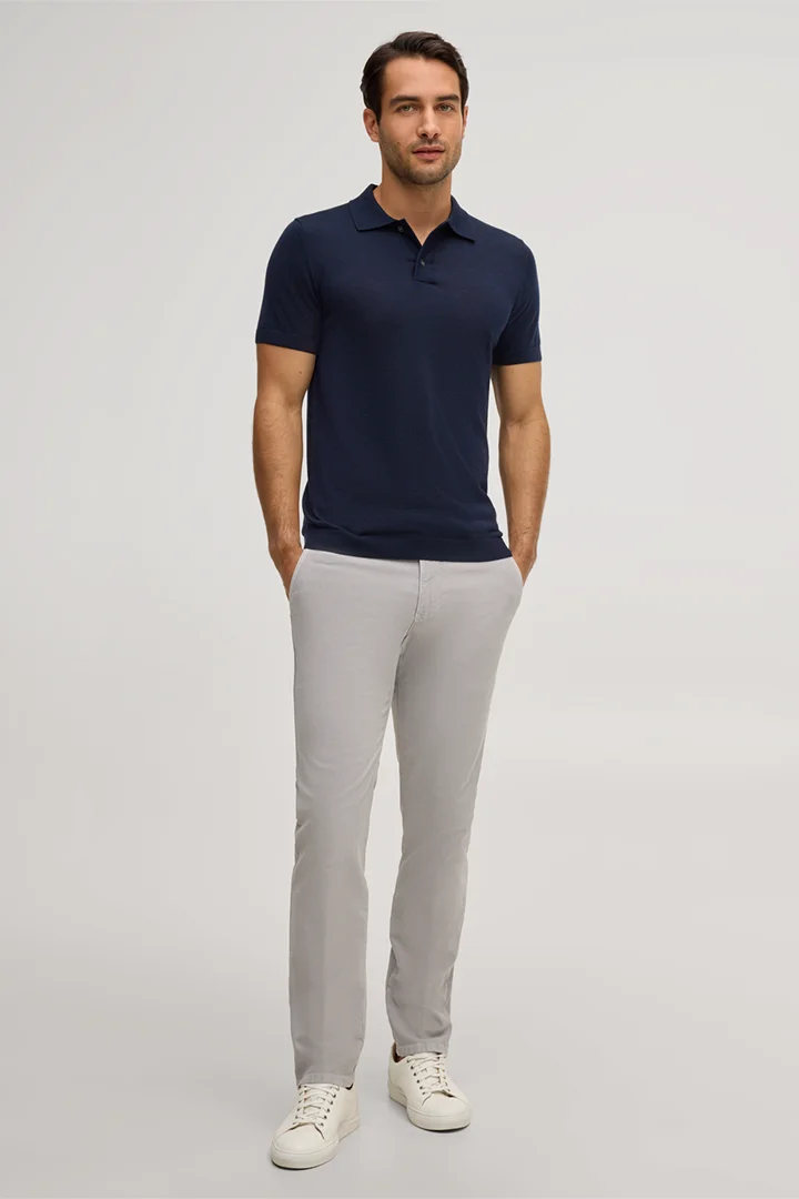 Leads to product detail page "Virgin Wool Knitted Polo Shirt with Silk and Cashmere in Navy"