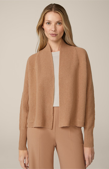 Cashmere-Cardigan in Camel