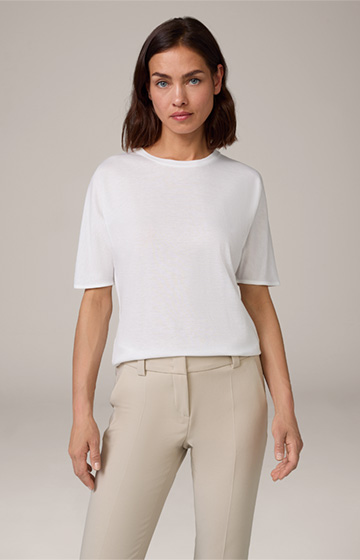 Tencel-Baumwoll-Kurzarm-Shirt in Weiß