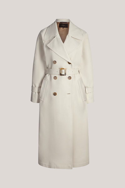 Cotton/Silk Blend Trench Coat in Ivory